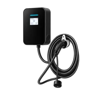 W:Single wall-mounted EV charging station with user display and charging cable