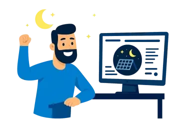 muž monitorující provoz fotovoltaiky 24/7